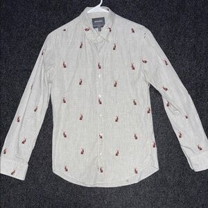 Bonobos  Rabbit Light Gray Shirt with Red Pattern